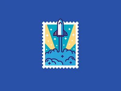 Best Icons Of The Month! icon illustration launch liftoff musk outline post rocket space spacex stamp stars
