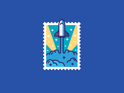 Best Icons Of The Month! icon illustration launch liftoff musk outline post rocket space spacex stamp stars