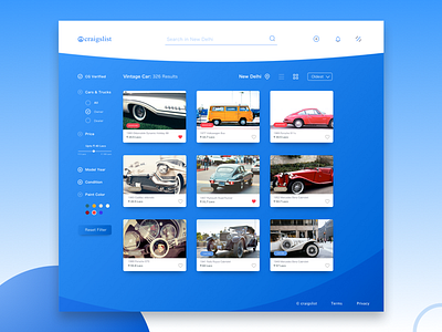 Craiglist website redesign. blue challenge craigslist filter free list redesign search ui ux web website