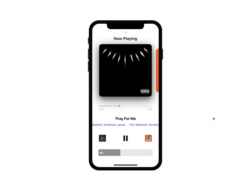 Music Player UX Improved 2018 animation creative gif ios11 iphone x music musicplayer ui ux vector volumebar