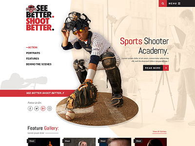 See Better Shoot Better v1 academy homepage photography sports webdesign