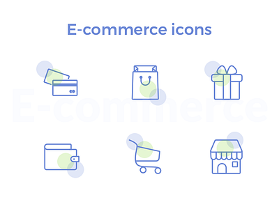 E-commerce bag cart credit card e commerce gift iconography illustration line icons store wallet