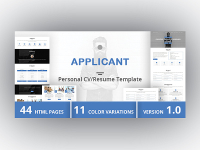 APPLICANT - Personal CV/Resume Template cv cv html cv template html template onepage onepage personal personal portfolio portfolio portfolio template responsive resume resume template