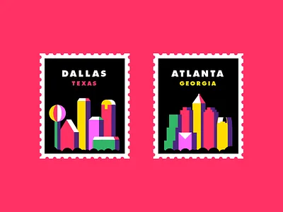 City Stamps abstract atlanta dallas georgia mail snail stamps texas