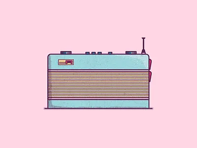 Vintage Radio 60s grain grainy grunge illustration line pastell radio vintage