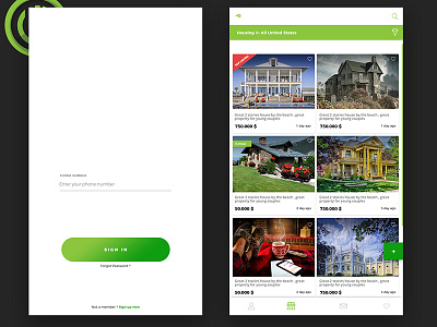 Real estate mobile app gradient green properties real estate
