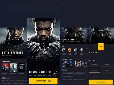 Cinema App - User Interface Collections application black panther cinema app ticket trend ui ux