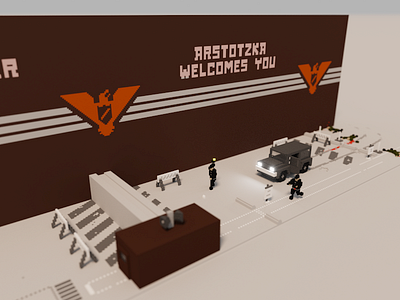 Glory to the New Arstotzka 3d fanart game magicavoxel scene voxelart voxels