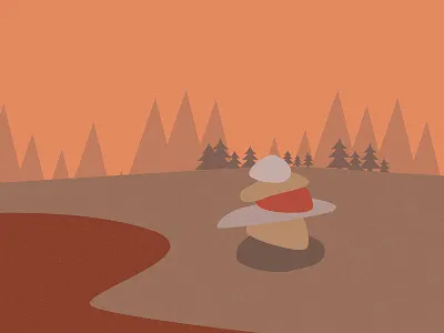 Landscape Jamming III autumn geometric illustration landscape minimal rocks trees vector vignettes woods