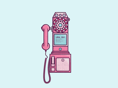 Vintage Payphone 60s grain grainy grunge illustration line pastell payphone vintage phone