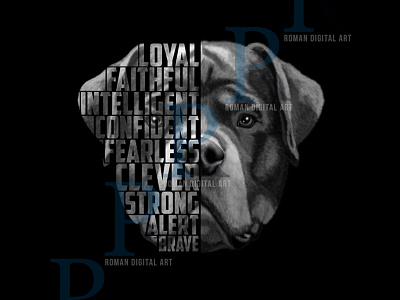 Rottweiler t shirt design, poster animal illustration dog high detail illustration painting photoshop poster print print on demand rottweiler t shirt wall art