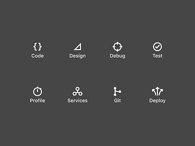 Persona Icons code dark debug deploy design flat git glyph icon profile service test