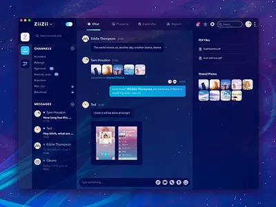 Team Chat app dark mac app manager progress task team ui ux