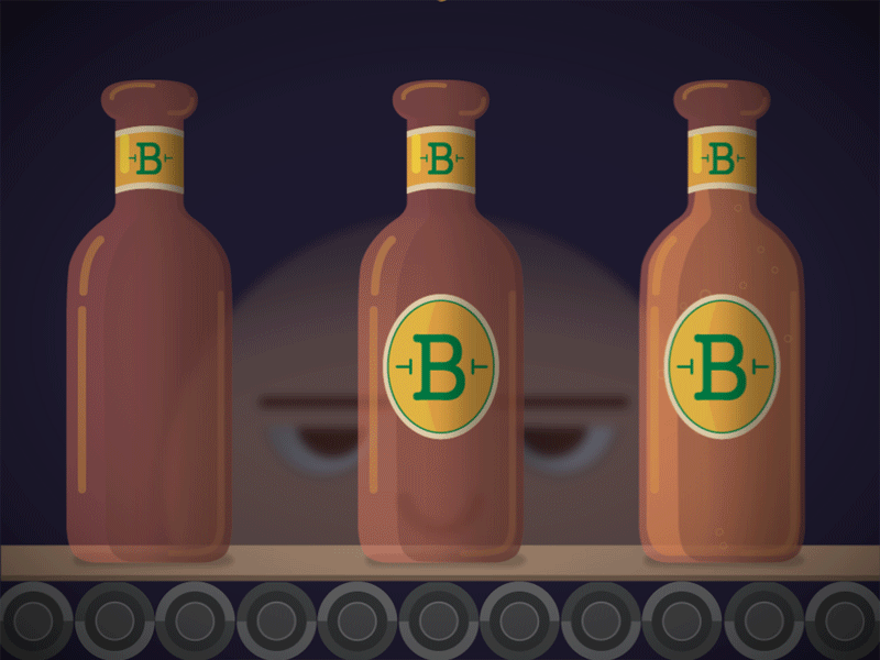 Beer Factory!!! 2d animation beer bitcoin bottle character factory gif illustration vector work