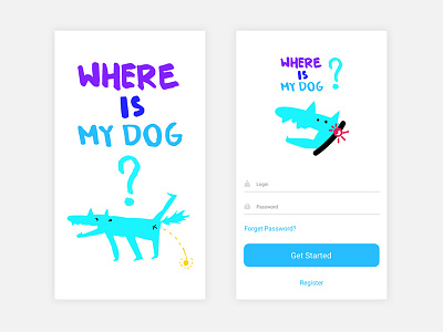 Where is my dog? app colors form login logo mobile now83 splah ui ux