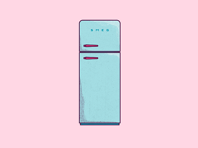 Vintage Fridge 60s bosch fridge grain grainy grunge illustration line pastell smeg vintage