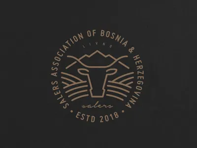 Salers Association of Bosnia & Herzegovina branding breed bull cow design farm field icon logo