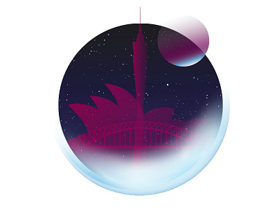 Virgin Australia campaign artwork by Travel 2 australia illustration moon night sky sydney virgin water