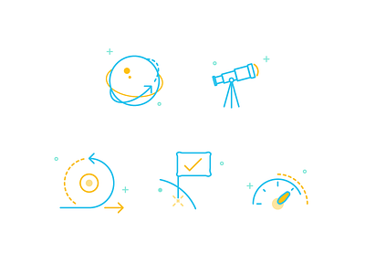 Space Icons futuristic icons illustration line minimal outline planet set space tech