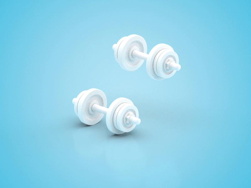 Work out! 3d digital dumbbell fitness illustration kettlebell sport swissball