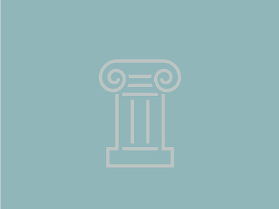 Ionic blue classical column flat greek illustration ionic line minimal pillar white