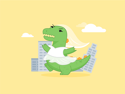 Bridezilla bride bridezilla godzilla illustration pun wedding