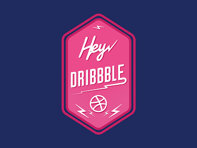 First Shot - Hey Dribbble! badge badgedesign design illustration illustrator lightening logo pink