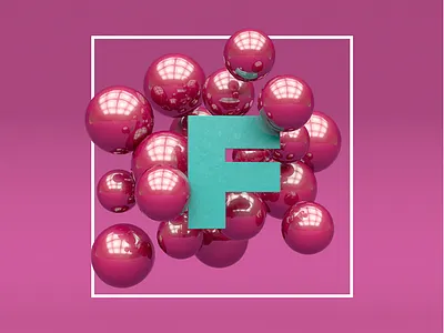 F-balls 3d balls floating found pink reflection render studio