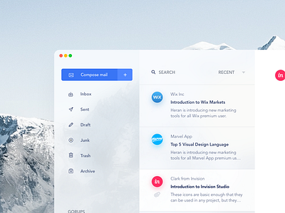 Email App app design blur email fluent message web app web ui