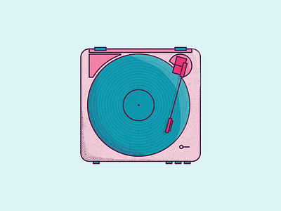 Record Player 60s grain grainy grunge illustration line music pastell radio record vintage vinyl