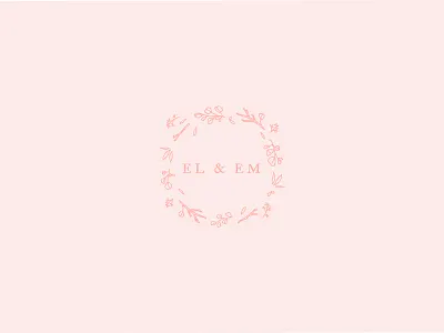El & Em flowers hand drawn illustration logo photographer pink serif