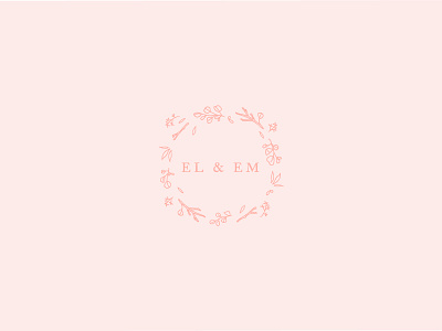 El & Em flowers hand drawn illustration logo photographer pink serif