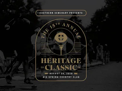 Heritage Classic 15th Anniversary anniversary badge elegant fancy formal gold golf logo seminary sports