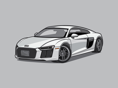 Audi R8 audi car dribbble flat grey icon illustration shot sport super vector