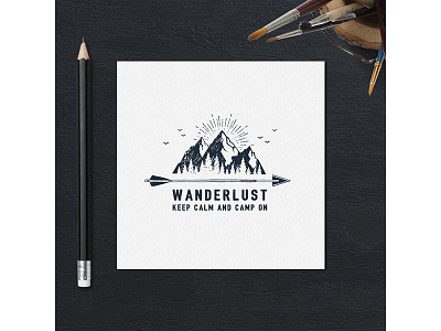 Wanderlust. Keep calm and camp on adventure badge camping design double explore exposure grunge logo typography vintage wanderlust