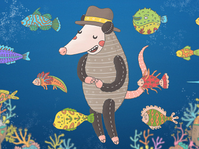 Chucho the opossum animals illustration zamirbermeo