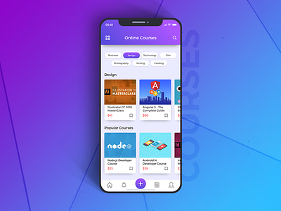 Online Course Platform App - IphoneX app concept course education ios iphonex photoshop ui uidesign user interface ux uxdesign