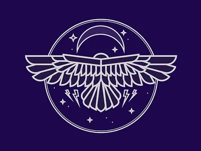 The Night Bird bird eagle icon illustration lightning line art logo moon night stars