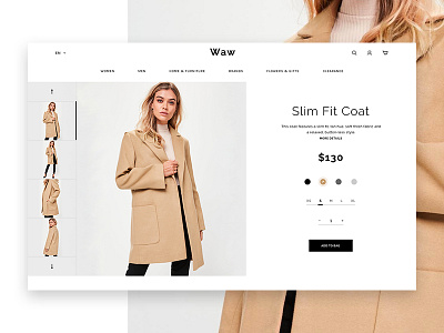 Waw product page clean coat design e commerce eshop fashion page product web