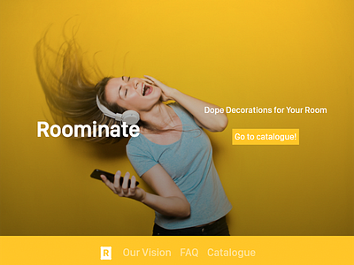 RoominateNU Landing Page clean college decorations fun landing roominate ui ux web yellow