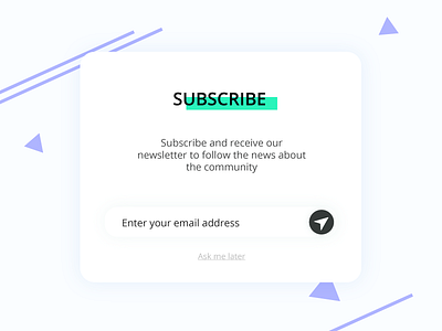 Subscribe - Daily Ui 26 26 challenge daily ui email green overlay pop up registrer subscribe ui