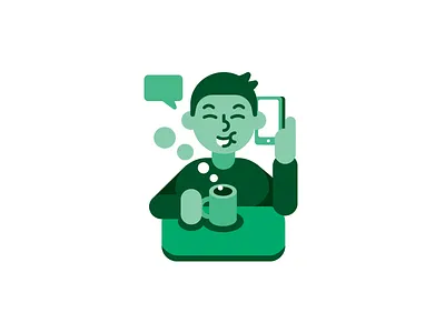 Free Coffee Time Icon Character breakfast character chat coffee flat green icon illustration logo minimal phone website
