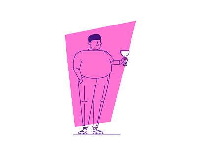 Glass Of Wine fat glass graphic design hair illustration man people wine