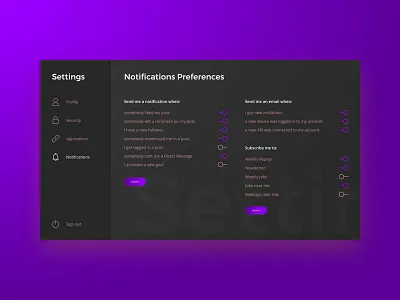 Daily UI 007 - Settings 007 challenge daily daily ui dailyui design email interface notifications preferences settings ui