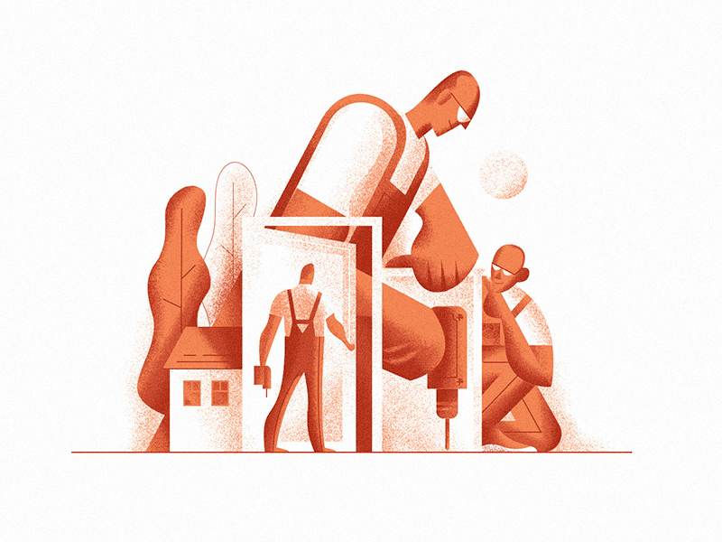 Door installer gif illustration