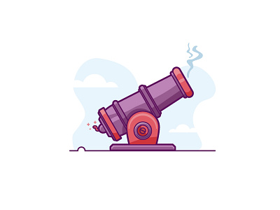 Data Sent cannon data fire flat design fuse gun illustration match minimal retro sending transfer