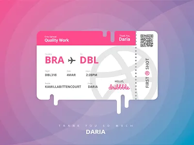 Hello, Dribbble! debut first shot fly hello dribbble pink thanks ticket ui ux
