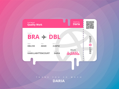 Hello, Dribbble! debut first shot fly hello dribbble pink thanks ticket ui ux