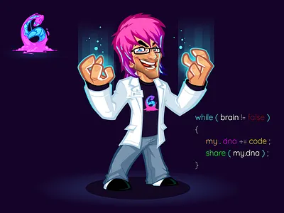 Mascot and logo design for AngelSix cartoon logo character design illustrative logo logo mascot character mascot design mascot logo scientist