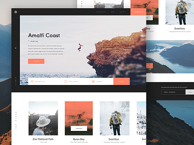 Simple Travel Homepage adventure backpacking booking holiday mini break nomad travel ui web design